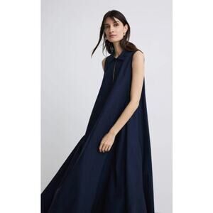 Emporio Armani Cotton Poplin Maxi Dress in Blue